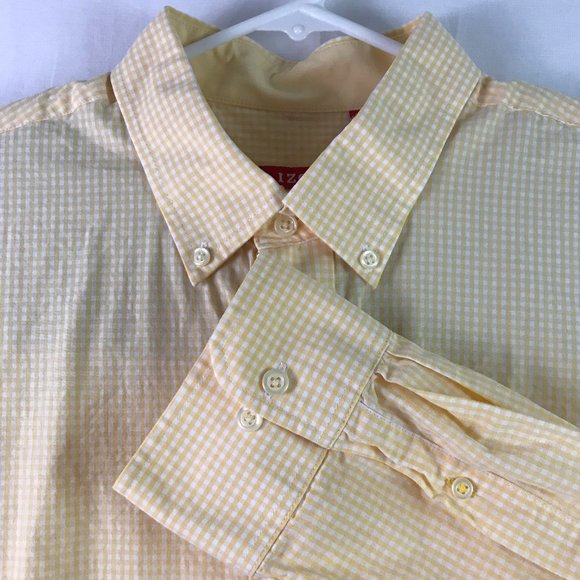 IZOD Yellow & White Check Button Shirt - Picture 2 of 8